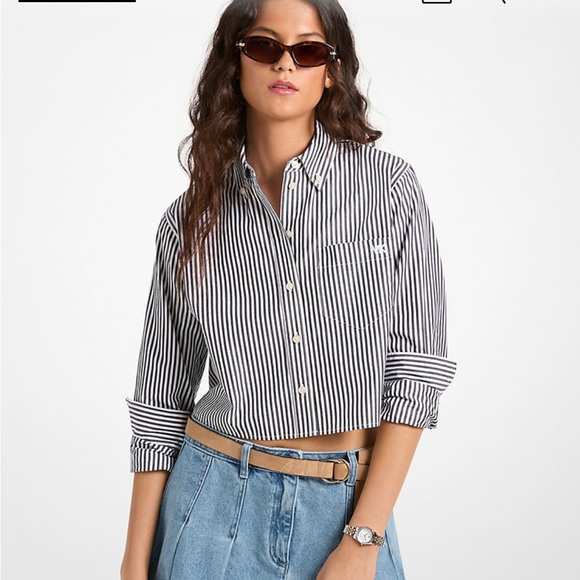 Michael Kors Tops - NWOT Striped Cotton Poplin Cropped Oxford Shirt